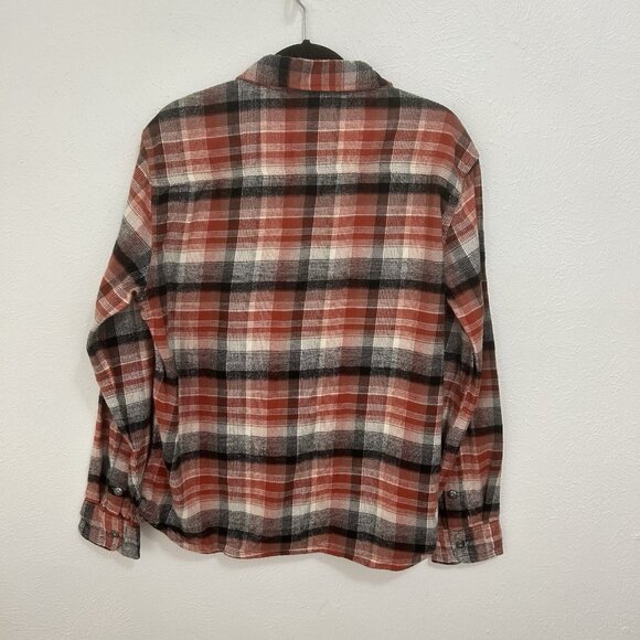 Iron and Resin Red Soda L Brushed Cotton Flannel 2 Pocket Shirt Plaid Button Up - Picture 6 of 12